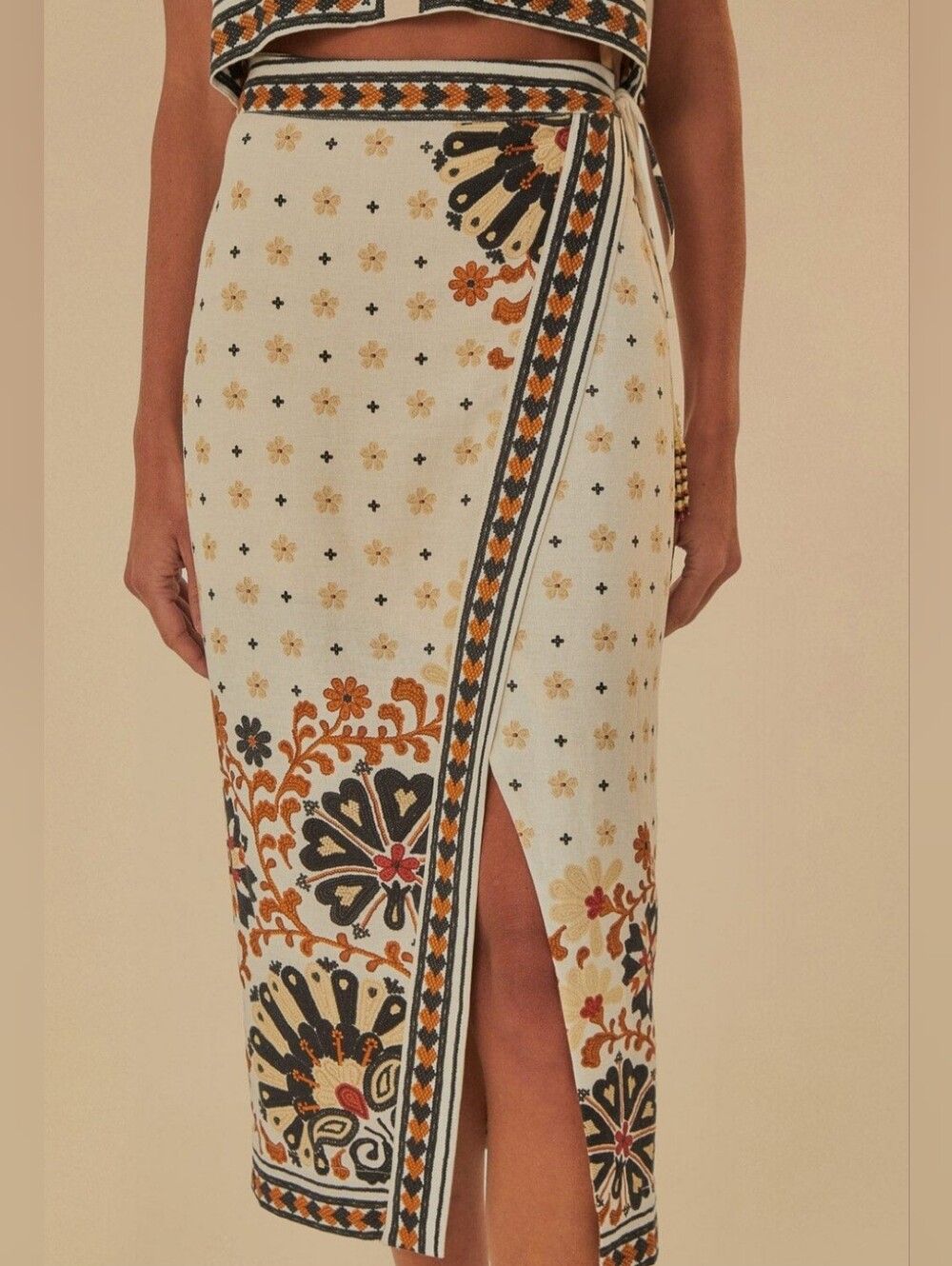Farm Rio Wrap Midi Skirt